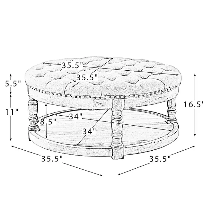 Outlet Kirklands Home Round Cepheus Tufted Ottoman Tan