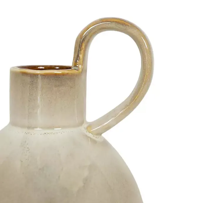 Discount Kirklands Home Round Oversized Handle Jug Vase Tan