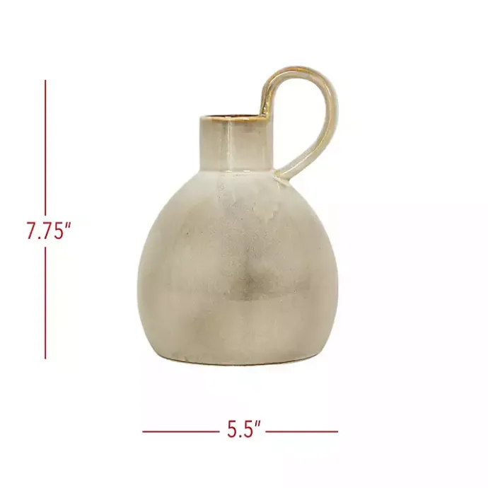 Discount Kirklands Home Round Oversized Handle Jug Vase Tan
