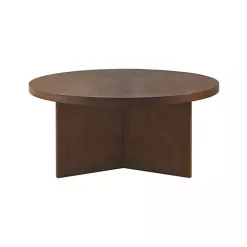 Online Kirklands Home Round Walnut Wood Starburst Coffee Table Brown