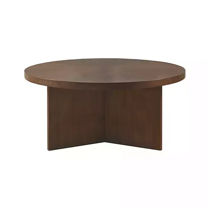 Online Kirklands Home Round Walnut Wood Starburst Coffee Table Brown