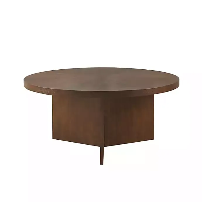 Online Kirklands Home Round Walnut Wood Starburst Coffee Table Brown
