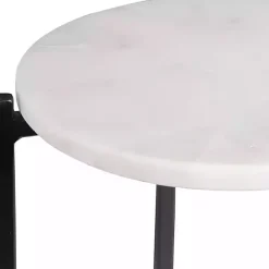 Hot Kirklands Home Round White Marble Accent Tables, Set of 2 Black