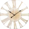 Online Kirklands Home Round White Metal and Wood Wall Clock