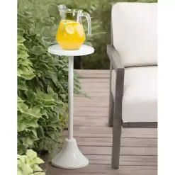 Kirklands Home Round Metal Layla Accent Table White