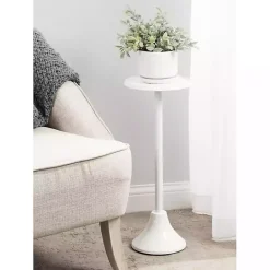 Kirklands Home Round Metal Layla Accent Table White