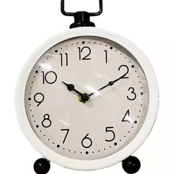 New Kirklands Home Round White Metal Tabletop Clock