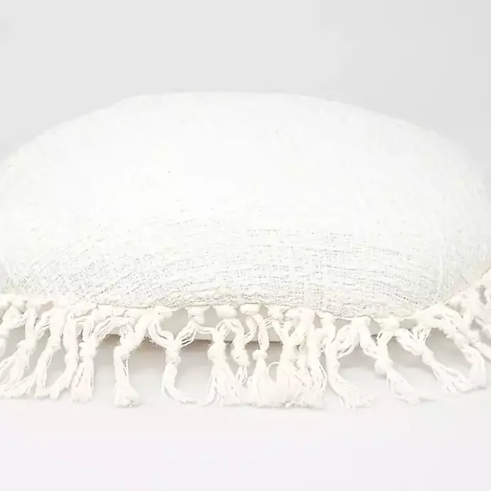 Sale Kirklands Home Round Tassel Pillow White