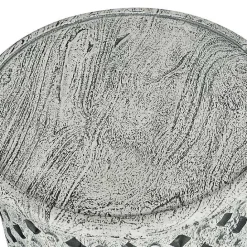 Sale Kirklands Home Round White Wood Lattice Accent Table