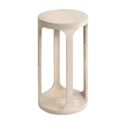 Kirklands Home Round washed Wood Dani Accent Table White