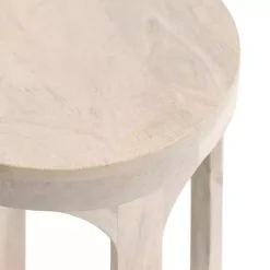 Kirklands Home Round washed Wood Dani Accent Table White