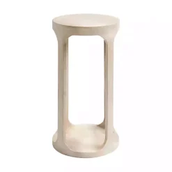 Kirklands Home Round washed Wood Dani Accent Table White