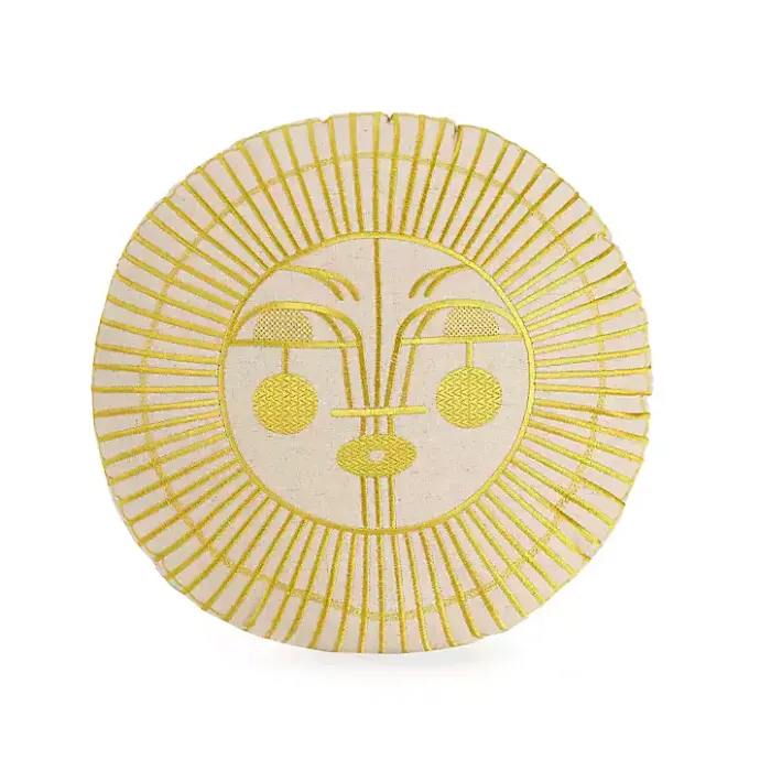 Hot Kirklands Home Round Yellow Sunshine Face Pillow