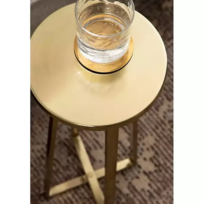 Sale Kirklands Home Round Zia Metal Accent Table Gold