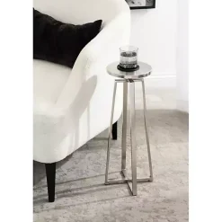 Sale Kirklands Home Round Zia Metal Accent Table Silver