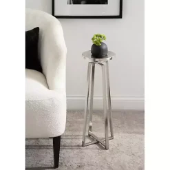 Sale Kirklands Home Round Zia Metal Accent Table Silver