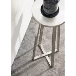 Sale Kirklands Home Round Zia Metal Accent Table Silver