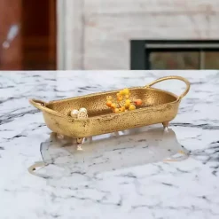 Kirklands Home Rounded Rectangle Cast Iron Dish Gold