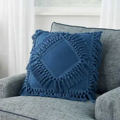 Best Kirklands Home Royal Diamond Fringe Throw Pillow Blue
