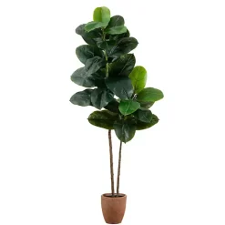 Clearance Kirklands Home Rubberwood Tree in Planter, 6 ft.