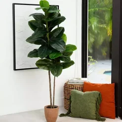 Clearance Kirklands Home Rubberwood Tree in Planter, 6 ft.