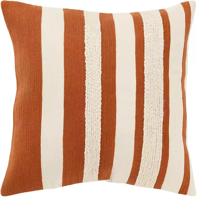 Best Kirklands Home Rust and Ivory Ozzy Striped Pillow