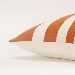 Best Kirklands Home Rust and Ivory Ozzy Striped Pillow