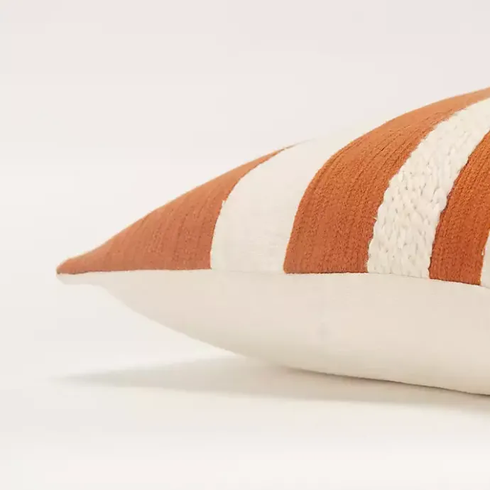 Best Kirklands Home Rust and Ivory Ozzy Striped Pillow