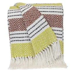 Best Kirklands Home Rust and Neon Herringbone Multi Striped Throw Red