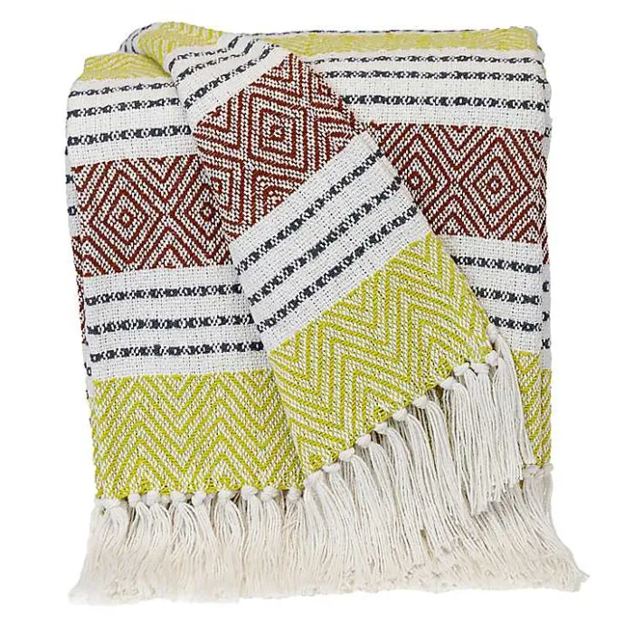 Best Kirklands Home Rust and Neon Herringbone Multi Striped Throw Red