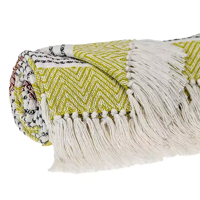 Best Kirklands Home Rust and Neon Herringbone Multi Striped Throw Red