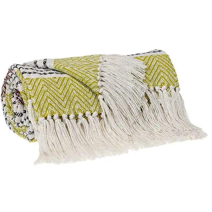 Best Kirklands Home Rust and Neon Herringbone Multi Striped Throw Red