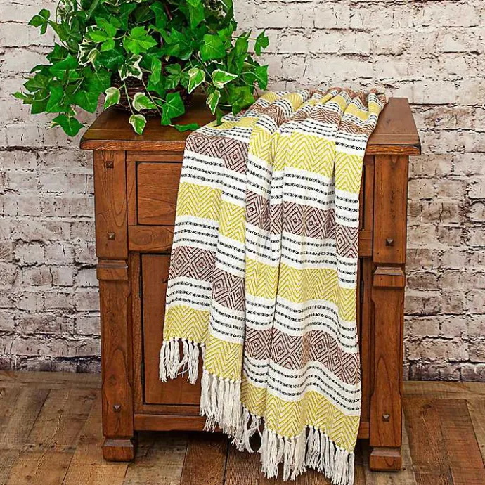 Best Kirklands Home Rust and Neon Herringbone Multi Striped Throw Red