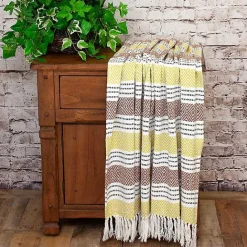 Best Kirklands Home Rust and Neon Herringbone Multi Striped Throw Red