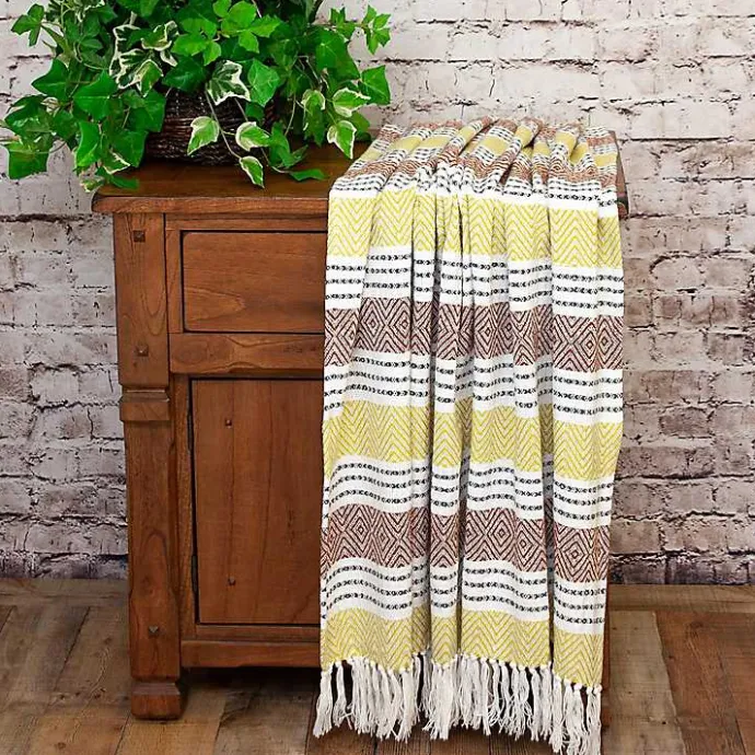 Best Kirklands Home Rust and Neon Herringbone Multi Striped Throw Red
