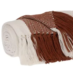 Sale Kirklands Home Rust Chalet Striped Fringe Throw