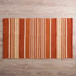 Sale Kirklands Home Rust Chenille Striped Scatter Rug Orange