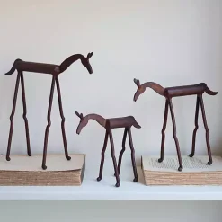 Best Kirklands Home Rust Forged Iron Horse Figurines, Set of 3 Brown