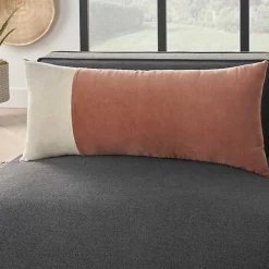 Discount Kirklands Home Rust Velvet Colorblock Lumbar Pillow