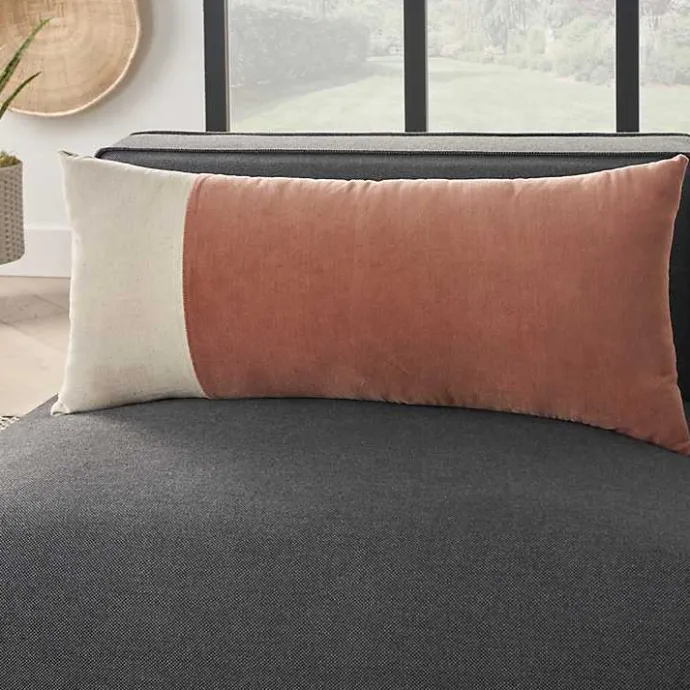 Discount Kirklands Home Rust Velvet Colorblock Lumbar Pillow