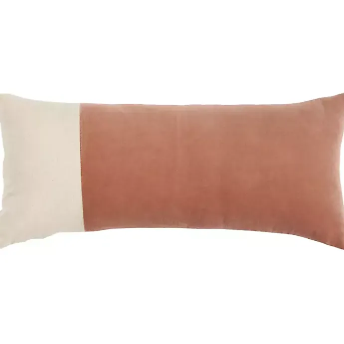 Discount Kirklands Home Rust Velvet Colorblock Lumbar Pillow