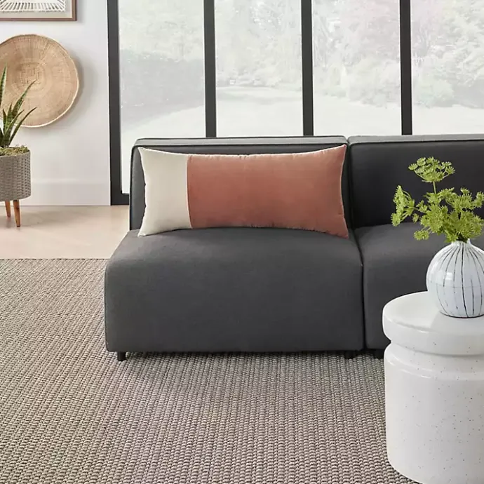 Discount Kirklands Home Rust Velvet Colorblock Lumbar Pillow