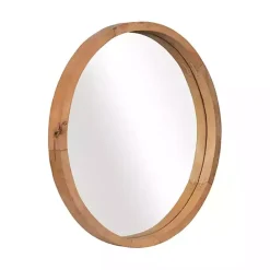 Outlet Kirklands Home Rustic Brown Acacia Round Wall Mirror