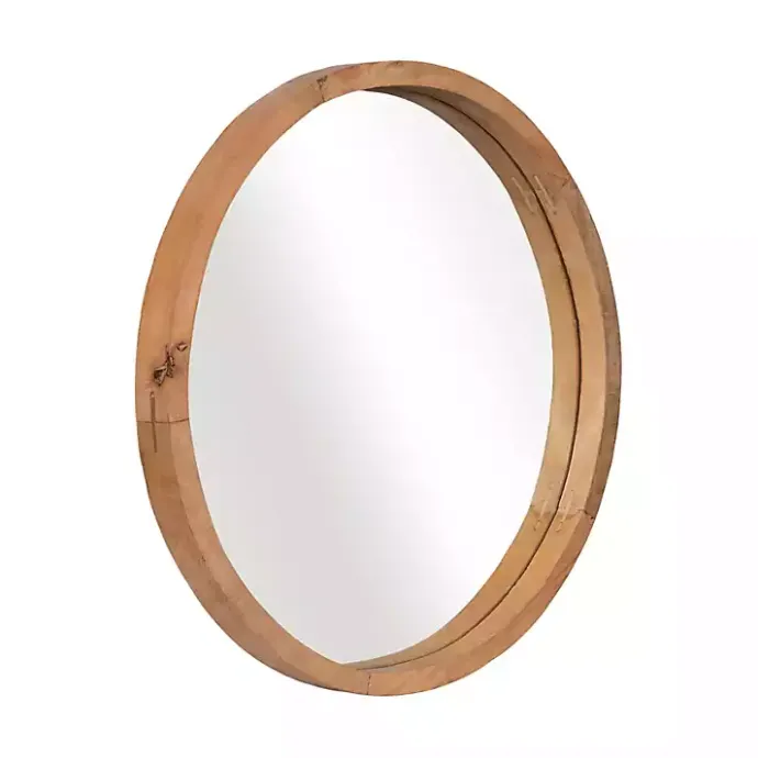 Outlet Kirklands Home Rustic Brown Acacia Round Wall Mirror