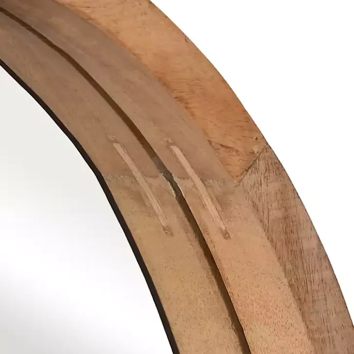 Outlet Kirklands Home Rustic Brown Acacia Round Wall Mirror