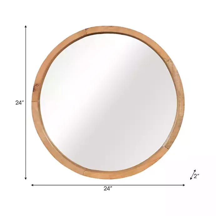Outlet Kirklands Home Rustic Brown Acacia Round Wall Mirror