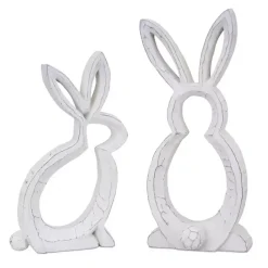 Kirklands Home Rustic Bunny Outline Statues, Set of 2 White