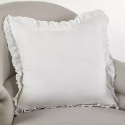 Discount Kirklands Home Rustic Cream Ruffled Edge Throw Pillow White