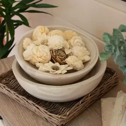 Discount Kirklands Home Rustic Forest Ivory Hand Carved 2-pc. Bowl Set Tan