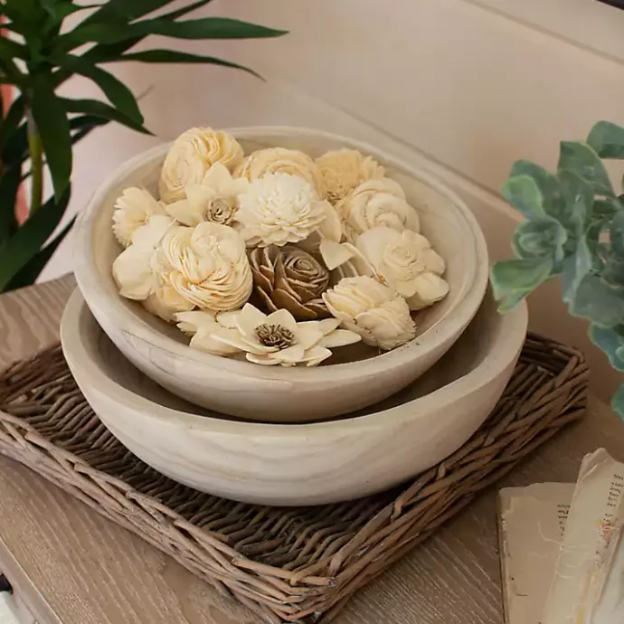 Discount Kirklands Home Rustic Forest Ivory Hand Carved 2-pc. Bowl Set Tan